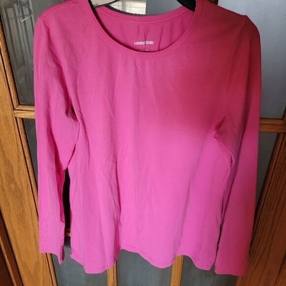 Lands End Essentials Womens Classic-Fit Long-Sleeve Crewneck T-Shirt xs 2-4 top - Picture 2 of 16
